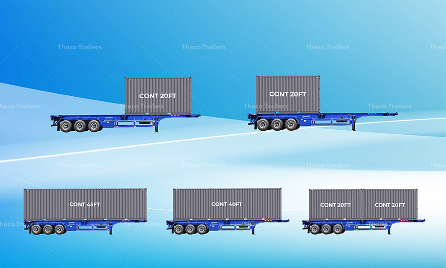 Ứng dụng của sơ mi rơ mooc xương 45 feet 3 trục.