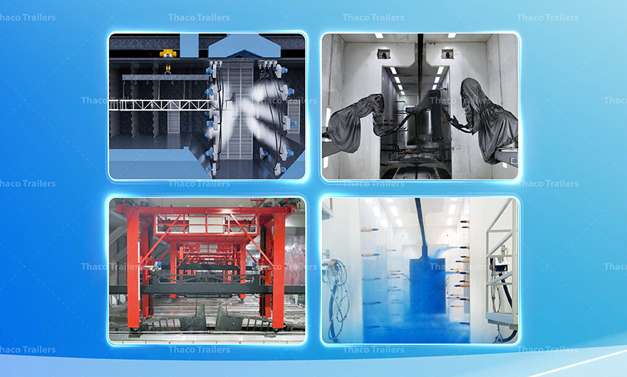 Công nghệ sơn hiện đại cho moóc xương 3 trục 45 feet