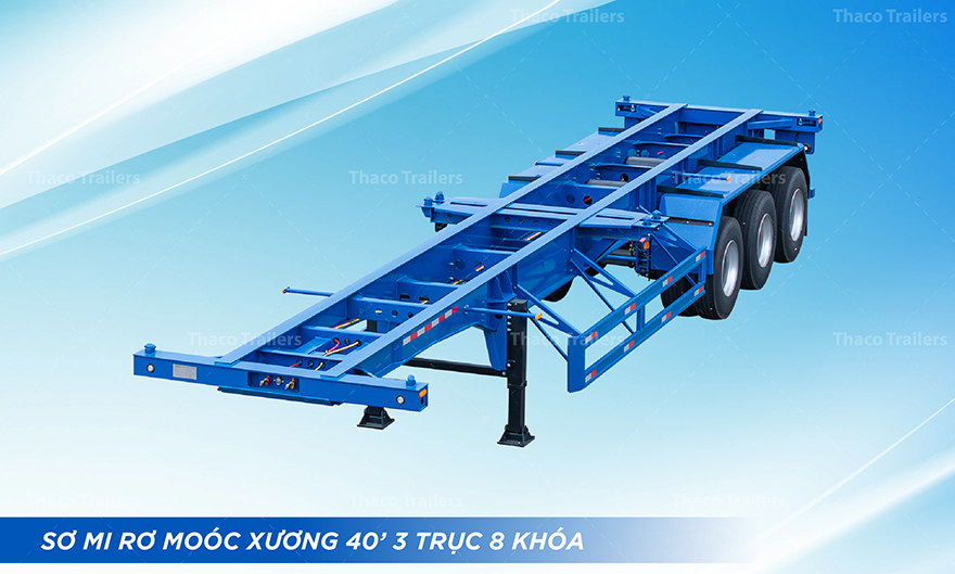 Sơ mi rơ moóc xương 40 feet 3 trục 8 khóa Thaco Trailers.