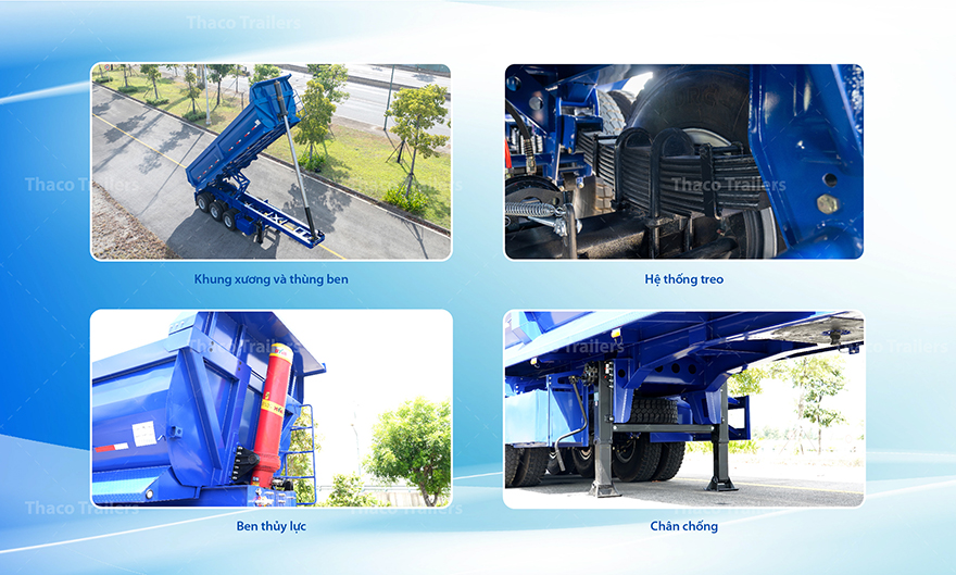Cấu tạo của moóc ben tự đổ Thaco Trailers.