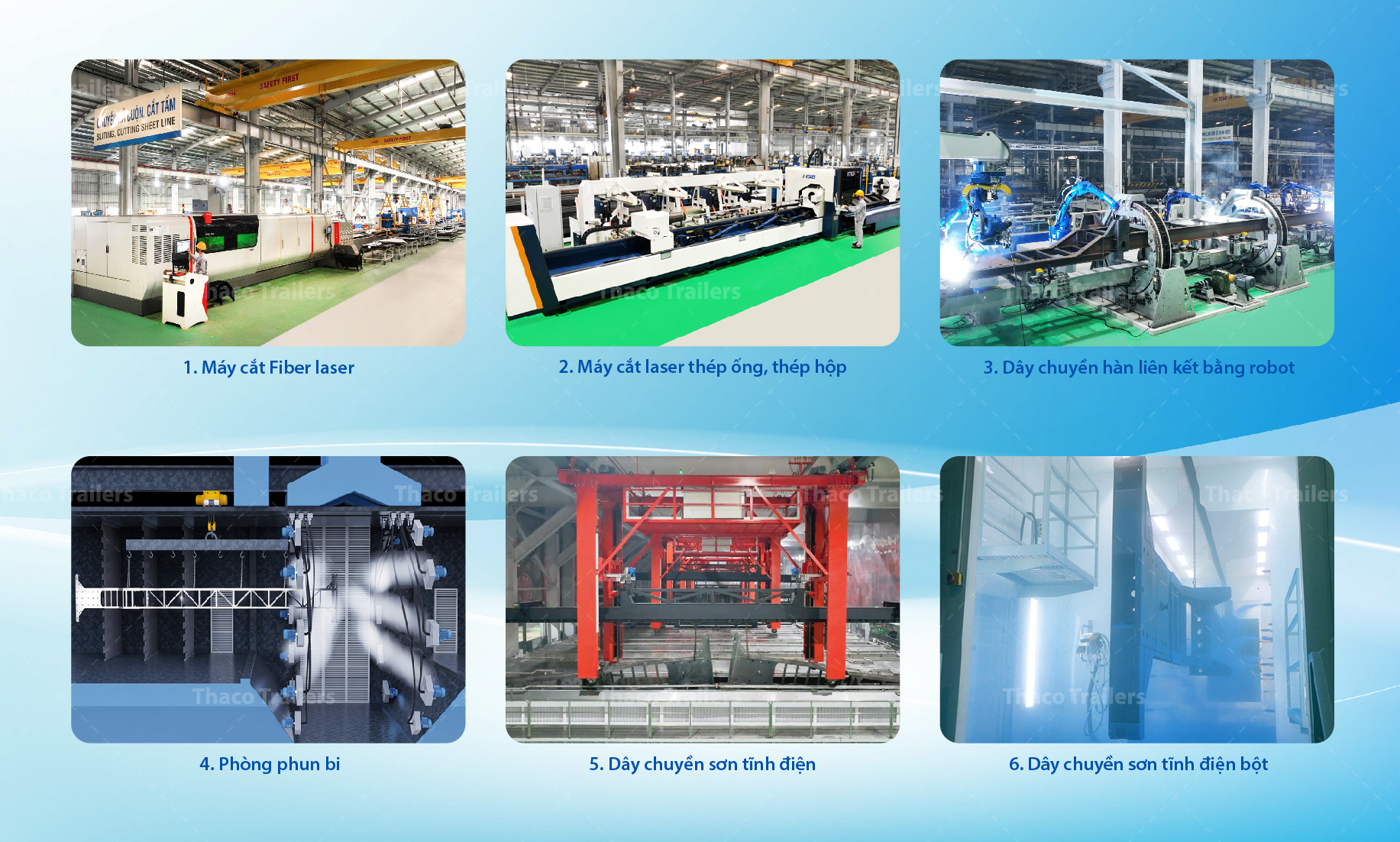 Dây chuyền sản xuất sơ mi rơ moóc hiện đại, tự động hóa, đạt chuẩn quốc tế.