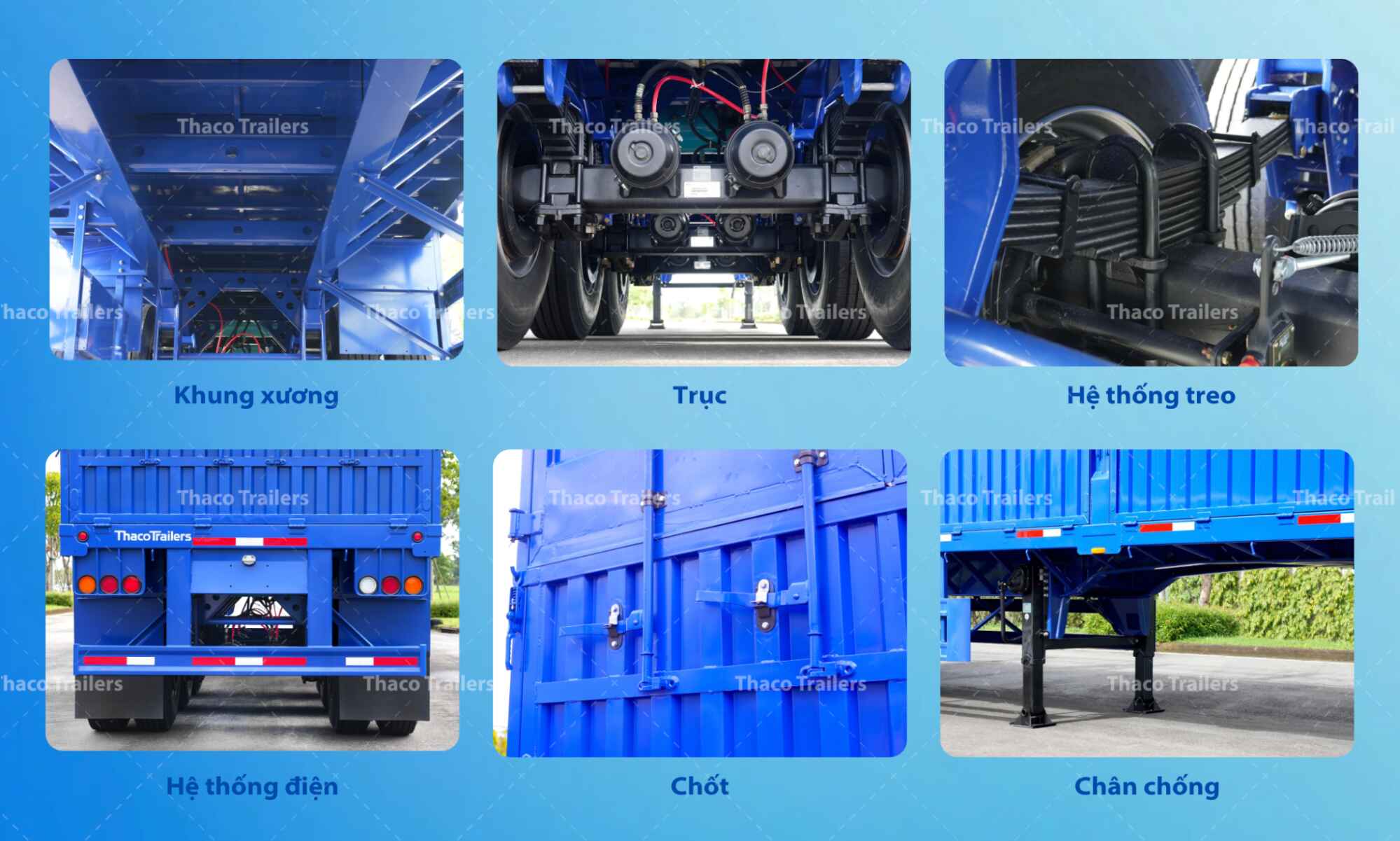 Cấu tạo của sơ mi rơ mooc tải có mui Thaco Trailers